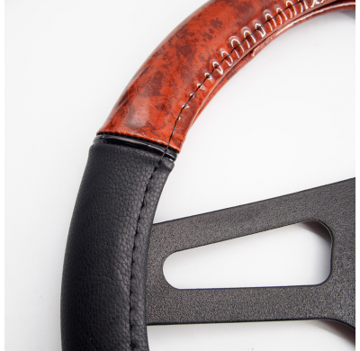 Funda de volante Simoni Racing de madera y ecopiel negra (37-39 cm)