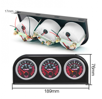 Simoni Racing DIN Panel Metal para instrumentos 3x52 mm negro
