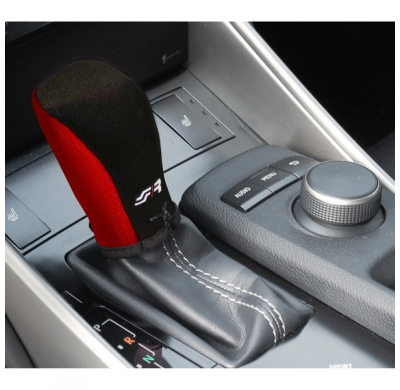 Simoni Racing Gear Knob Cover - Negro/Rojo + Logo Sr