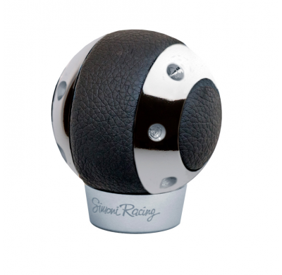 Pomo Del Cambio De Carreras De Simoni Spr - Cuero Negro + Cromo