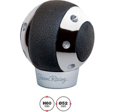 Pomo Del Cambio De Carreras De Simoni Spr - Cuero Negro + Cromo