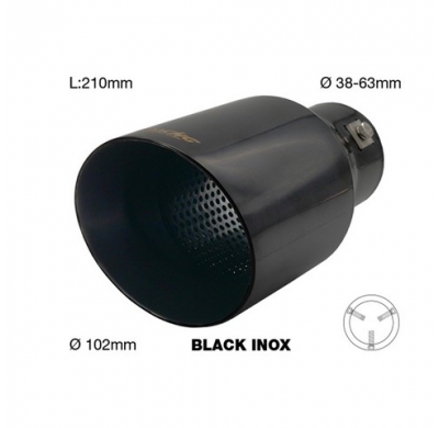 Cola De Escape Simoni Racing Redondo/Inclinado Negro - ø102xl210mm - Instalación -38>63mm