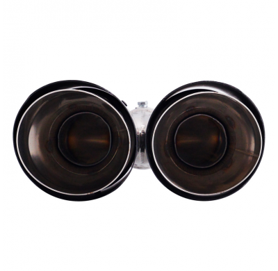 Cola de escape doble derecha redonda/inclinada Simoni Racing Inox y carbono - Ø102xL215-230mm - Instalación ->40-63mm