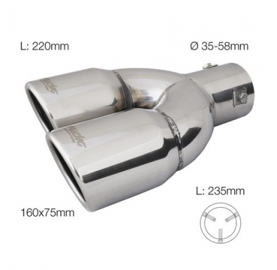 Cola De Escape De Simoni Racing Doble Izquierda Redonda/Inclinada Inox - ø70xl220mm - Instalación ->58mm