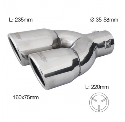 Cola De Escape De Simoni Racing Doble Derecha Redondo/Inox Inclinado - ø70xl220mm - Instalación ->58mm