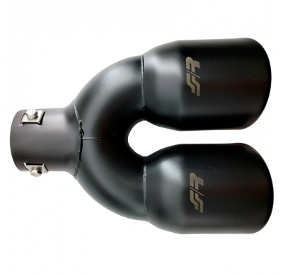 Cola de tubo de escape Simoni Racing Double Round Inox - Negro - Ø90xL240mm - Instalación ->34-57mm