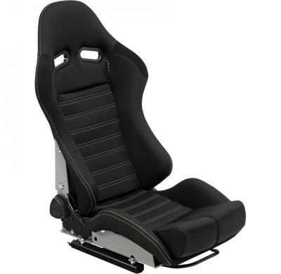 Asiento Deportivo Autostyle 'Bs5' - Negro/Gris - Respaldo De Fibra De Vidrio Reclinable Dual-Side - Incl. Guías Universales