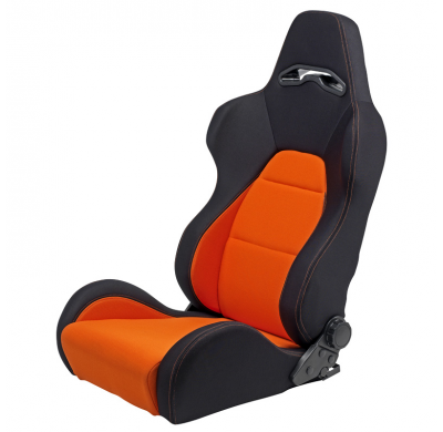 Asiento Deportivo Autostyle 'Eco' - Negro/Naranja - Respaldo Reclinable De Dos Lados - Incl. Guías Universales