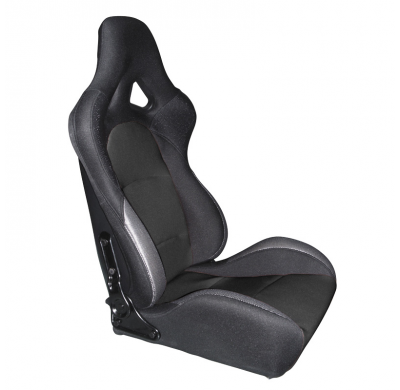 Asiento Deportivo Autostyle 'Bs2' - Negro - Respaldo De Fibra De Vidrio Reclinable Dual-Side - Incl. Guías Universales