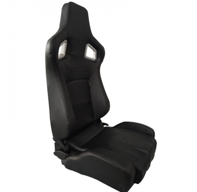 Asiento Deportivo Autostyle 'Rs6-Ii' - Matt-Negro Cuero Sintetico - Respaldo Reclinable De Dos Lados - Incl. Guías Universales