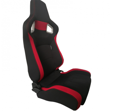 Asiento Deportivo Autostyle 'Rs6-Ii' - Negro/Rojo Fabrics - Respaldo Reclinable De Dos Lados - Incl. Guías Universales