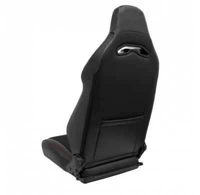 Asiento deportivo 'VGR Premium' - Cuero negro y Alcántara + costuras rojas - Respaldo reclinable en ambos lados - incl. diaposit