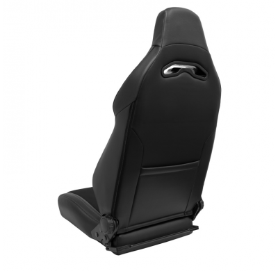Asiento deportivo 'VGR Premium' - Cuero negro y Alcántara + costuras plateadas - Respaldo reclinable en ambos lados - incl. diap