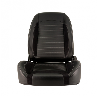 Asiento Deportivo "Classic Ii" - Piel Sintética Negra + Ante + Costuras Grises - Respaldo Reclinable En El Lado Izquierdo - Incl