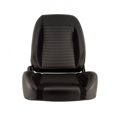 Asiento Deportivo "Classic Ii" - Piel Sintética Negra + Ante + Costuras Grises - Respaldo Reclinable En El Lado Derecho - Incl.