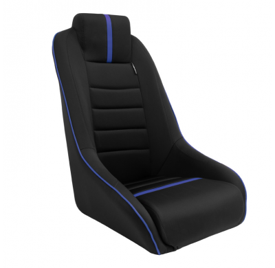 Asiento deportivo 'Classic RS' - Negro/Azul - Respaldo no reclinable + Reposacabezas integrado - incl. diapositivas