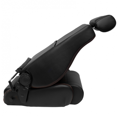 Asiento deportivo 'Retro II' - Cuero sintético negro + costuras rojas - Respaldo reclinable en ambos lados - incl. diapositivas