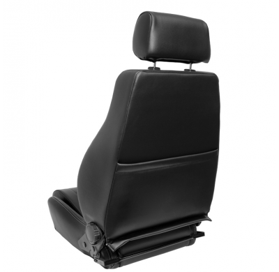 Asiento deportivo 'Retro II' - Cuero sintético negro + costuras plateadas - Respaldo reclinable en ambos lados - incl. diapositi