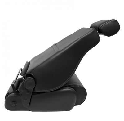 Asiento deportivo 'Retro II' - Cuero sintético negro + costuras plateadas - Respaldo reclinable en ambos lados - incl. diapositi