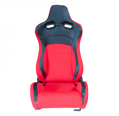 Asiento Deportivo 'Ms' - Negro/Rojo - Respaldo Reclinable Por Ambos Lados -Incluye Guias Universales