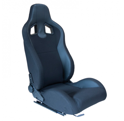 Asiento Deportivo 'Mr' - Piel Sintética Negra + Tejido De Pino Negro - Respaldo Reclinable Por Los Dos Lados - Incluye Guias Uni