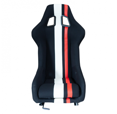 Asiento Deportivo "Mo" - Negro/Rojo/Blanco - Respaldo De Fibra De Vidrio No Reclinable
