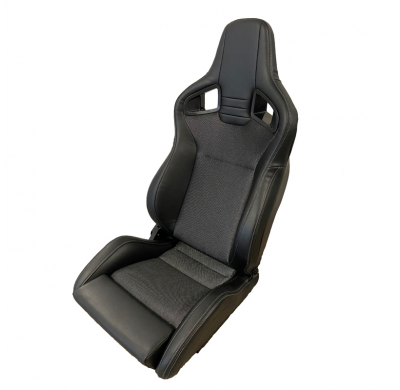 Asiento deportivo 'NK' - Cuero sintético negro + Tela gris - Respaldo reclinable en ambos lados - incl. diapositivas