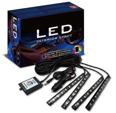 Juego Adhesivo Interiorr Led-Tiras Con Control Por Telefono - Multi-Color - Juego 4 Piezas