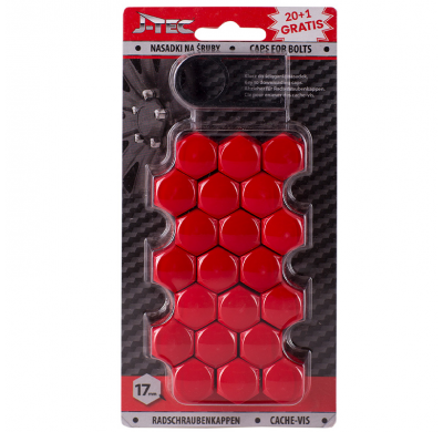 Juego Universal Cubre Tornillos - Tuercas - Rojo Synthetic Material - 17mm - Juego De 20+1 Piezas