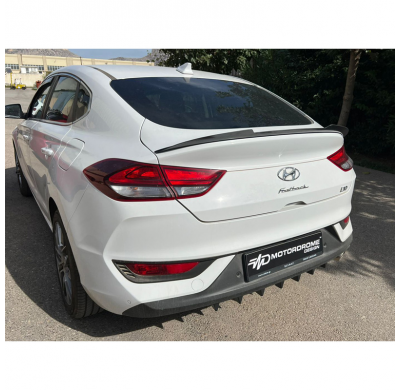 Borde del alerón del maletero adecuado para Hyundai i30 III Fastback incl. N-Line 2017- (ABS negro brillante)