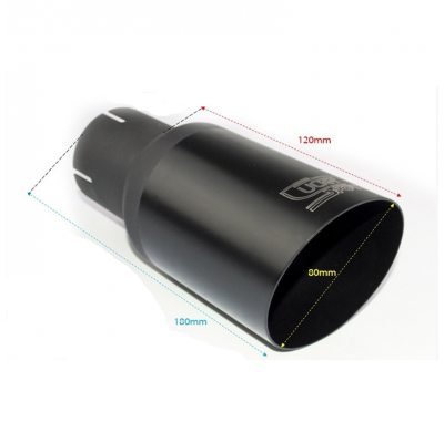 Cola De Escape Ulter Sport Redondo ø80mm Inclinado - Longitud 180mm - Instalación ->55mm - Inox Negro