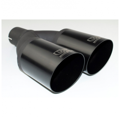 Cola De Escape Ulter Sport Doble Redondo ø80mm Inclinado - Longitud 280mm - Instalación ->55mm - Inox Negro