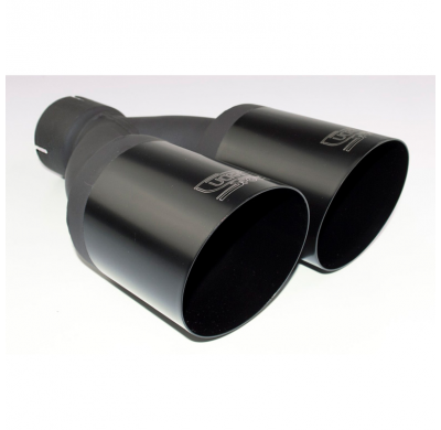 Cola De Escape Ulter Sport Doble Redondo ø90mm Inclinado - Longitud 280mm - Instalación ->55mm - Inox Negro