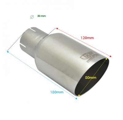 Cola De Escape Ulter Sport Redondo ø90mm Inclinado - Longitud 180mm - Instalación ->50mm - Satinado Cepillado Inox