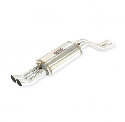 Silencioso trasero DTM OO70 Sistema 100% de acero inoxidable, 2 x Ø60 mm - Solo kit completo BMW E30 M3 2.3i / 2.5i Evo - S50 /