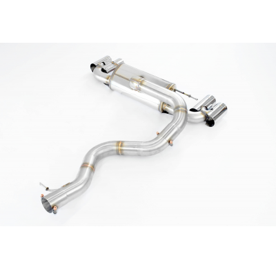 Silencioso trasero Derecho-Izquierdo "Racing" OO80 Sistema 100% Acero Inox, Oversize 2 x Ø65mm -> 2 x Ø60mm -> 1 x Ø76mm - Solo