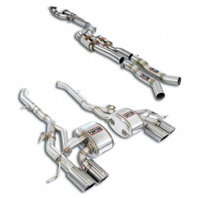 Paquete de escape J-Pipe Touring con válvulas - completo Elimina los catalizadores secundarios + filtros de partículas de aceite