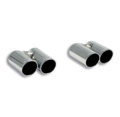 Kit colas de escape Derecha-Izquierda OO90 Sistema de doble tubo 100% acero inoxidable, sobredimensionado: 1 x Ø76 mm - 2 x Ø60