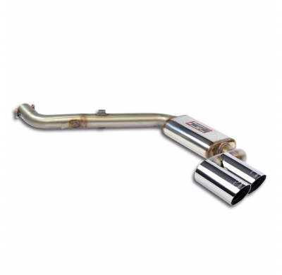 Silencioso trasero "Racing" Derecho OO76 Sistema 100% de acero inoxidable, tamaño extragrande 2 x Ø63,5 mm - Solo kit completo -