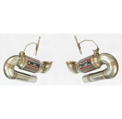 Catalizador metalico Derecho-Izquierdo  Sistema completo 100% de acero inoxidable con salida central - (Para parachoques 997 GT3