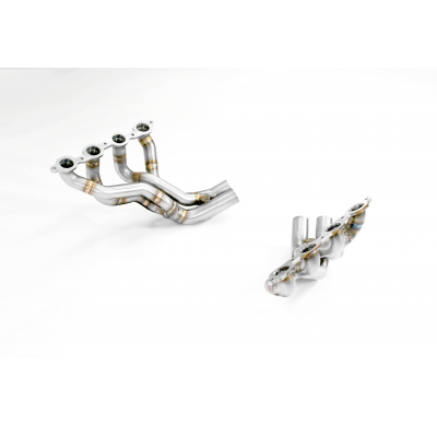 Colectores Derecho-Izquierdo Sistema 100% de acero inoxidable, sobredimensionado 2 x Ø70 mm - Para silenciador trasero OEM - Sol