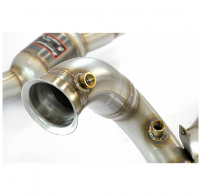 Downpipe izquierdo + Catalizador metálico (Reemplaza pre-catalizador) Sistema 100% de acero inoxidable 2 x Ø70 mm - (Elimina el