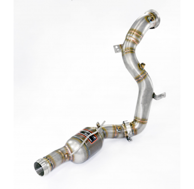 Downpipe derecho + catalizador metálico (Reemplaza pre-catalizador)   Sistema 100% Acero Inox 2 x Ø70mm MERCEDES C190 AMG GT "Bl