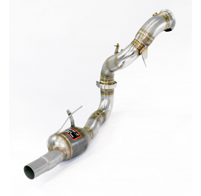 Downpipe izquierdo + Catalizador metálico (Reemplaza pre-catalizador)  Sistema 100% Acero Inox 2 x Ø70mm MERCEDES C190 AMG GT "B
