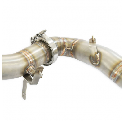 Downpipe Left + catalizador primario 200CPSI Elimina el catalizador secundario Sistema 100% de acero inoxidable 2 x Ø70 mm - Ver
