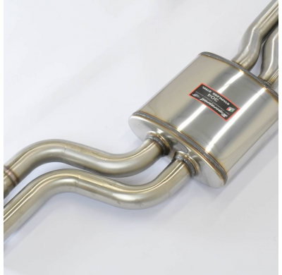 Centre + rear exhaust 95x75 "S-Bend" Sistema 100% Acero Inox 2 x Ø54mm MERCEDES W124 E 60 AMG V8 (381 CV) '93 -> '95 Centre + re