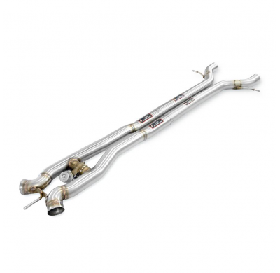 H-Pipe Mid Section con válvula Sistema de escape trasero "Cat.-back" 100% de acero inoxidable, 2 x Ø70 mm - Todos los modelos, E