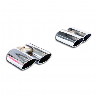 Colas de escape Derecha-Izquierda 100x75 Sistema de escape doble de acero inoxidable 100%, sobredimensionado: 1 x Ø80 mm - 2 x