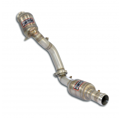 Downpipe derecho + doble catalizador metálicoWith bungs for the pressure sensor Sistema 100% de acero inoxidable 2 x Ø70 mm - (E