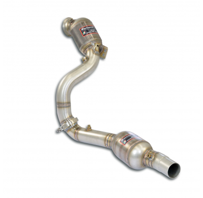 Downpipe izquierdo + doble catalizador metálicoWith bungs for the pressure sensor Sistema 100% de acero inoxidable 2 x Ø70 mm -